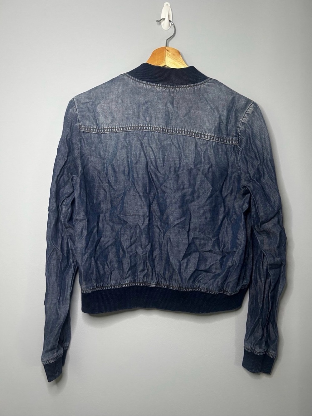 Cloth & Stone Denim Bomber Jacket in Washed Blue - Picture 3 of 3